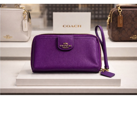 Coach Handbags - Coach Purple Saffiano Leather Wristlet With Phone Pocket - Still Has Hang Tag